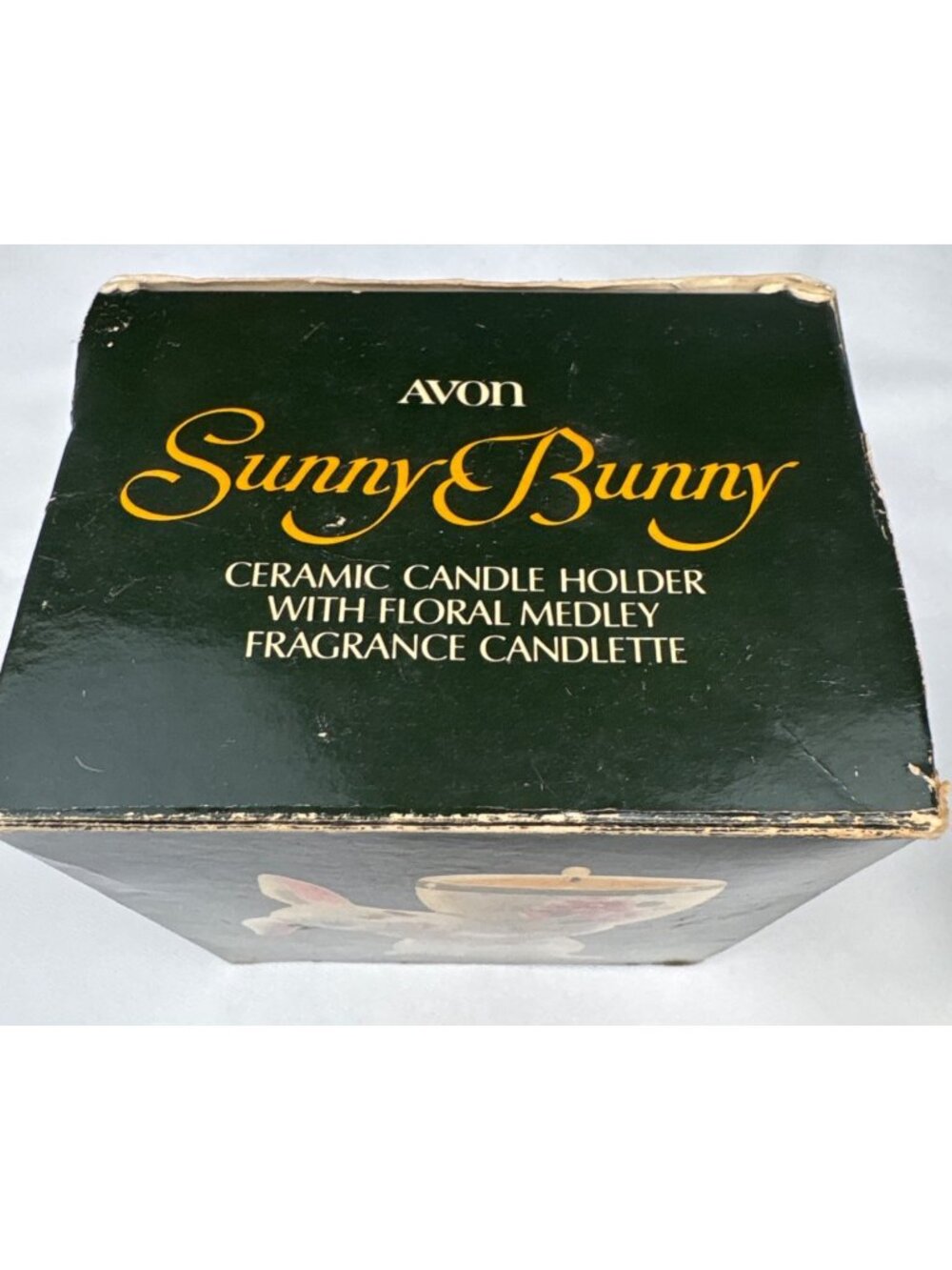 Avon Sunny Bunny Ceramic Candle Holder Floral Medley Candlelette Box 1981 - Picture 5 of 14